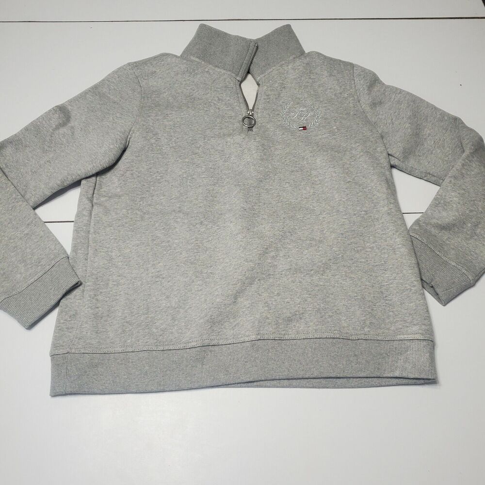 Tommy Hilfiger Women Med Pullover Sweater Grey Heathered Long Sleeve V Neck Soft